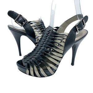 Pelle Mode Leather‎ Heels Platform Caged Sandals 6